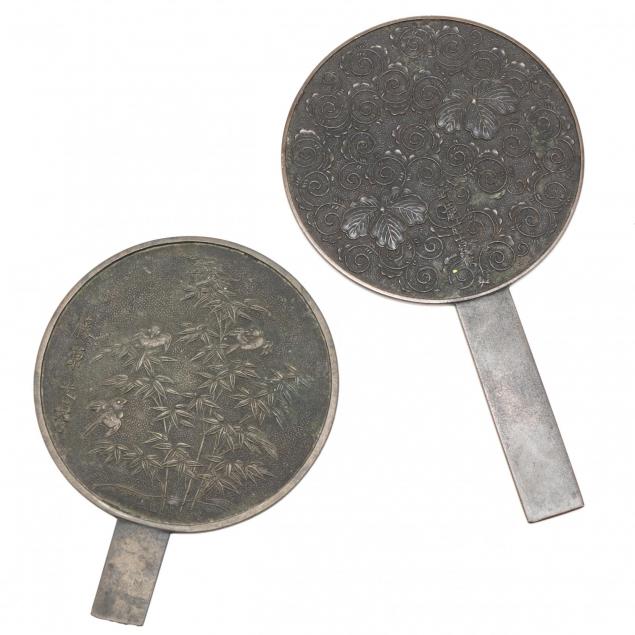 two-japanese-bronze-hand-fans