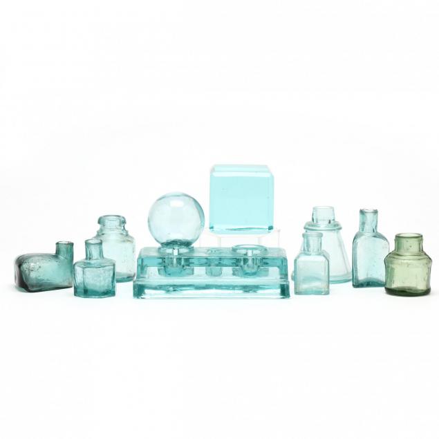 antique-glass-desk-grouping