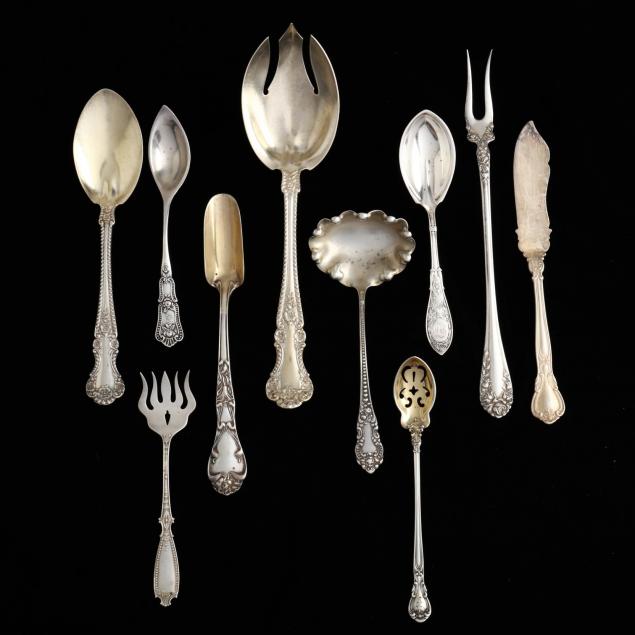 ten-antique-sterling-silver-servers