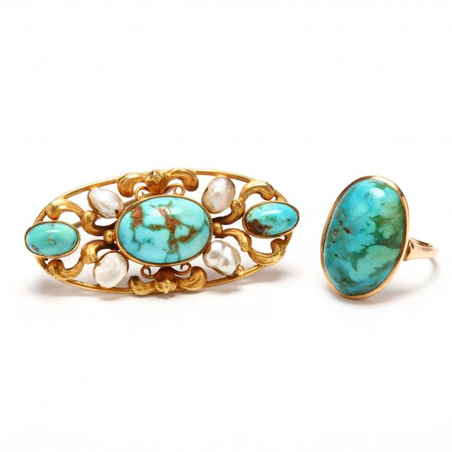 vintage-turquoise-brooch-and-ring