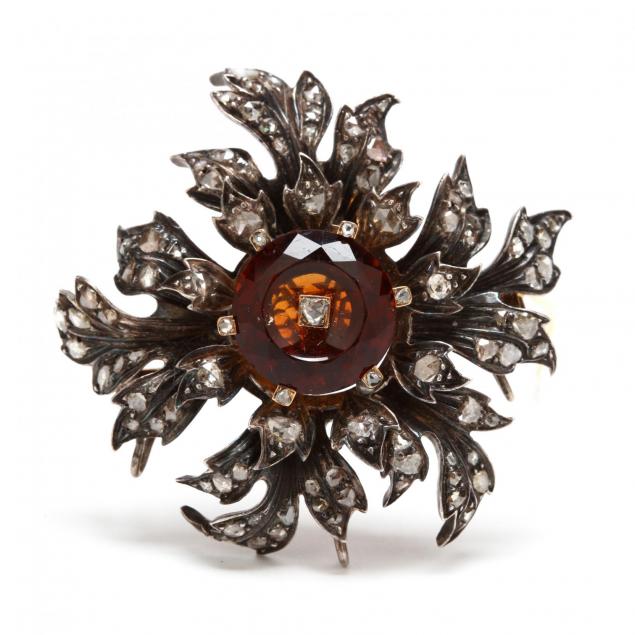 georgian-silver-diamond-and-citrine-brooch-pendant