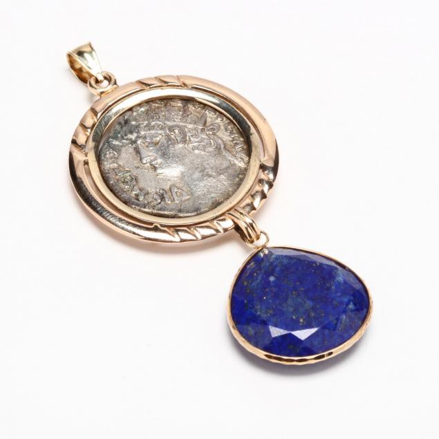 14kt-gold-ancient-coin-and-lapis-lazuli-pendant