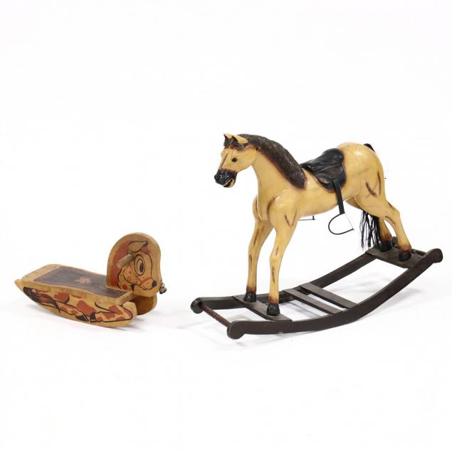 two-vintage-rocking-horses