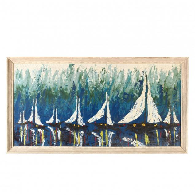 mid-century-painting-with-sailboats