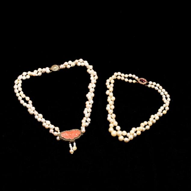 two-antique-cultured-pearl-necklaces