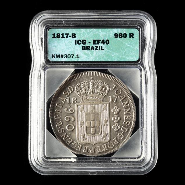brazil-1817-b-silver-960-reis-icg-ef40