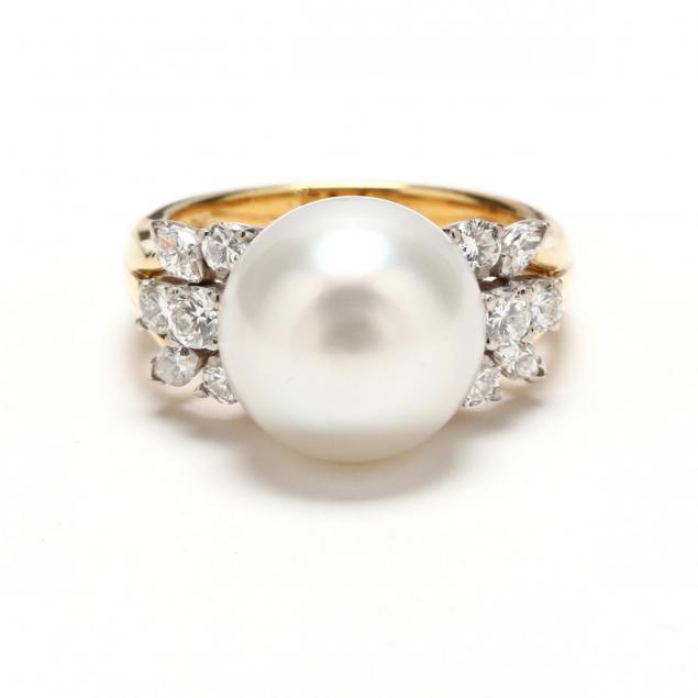 18kt-gold-pearl-and-diamond-ring-signed