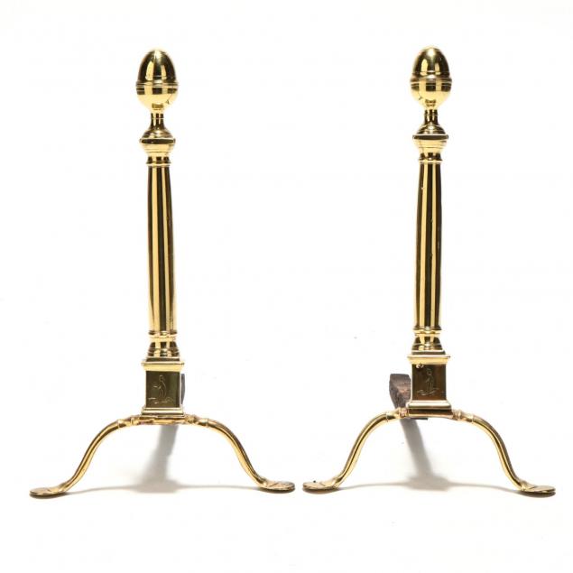 pair-of-federal-brass-penny-foot-andirons