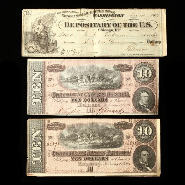 two-confederate-notes-and-a-federal-check