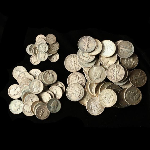 mixed-lot-of-mostly-circulated-silver-coins