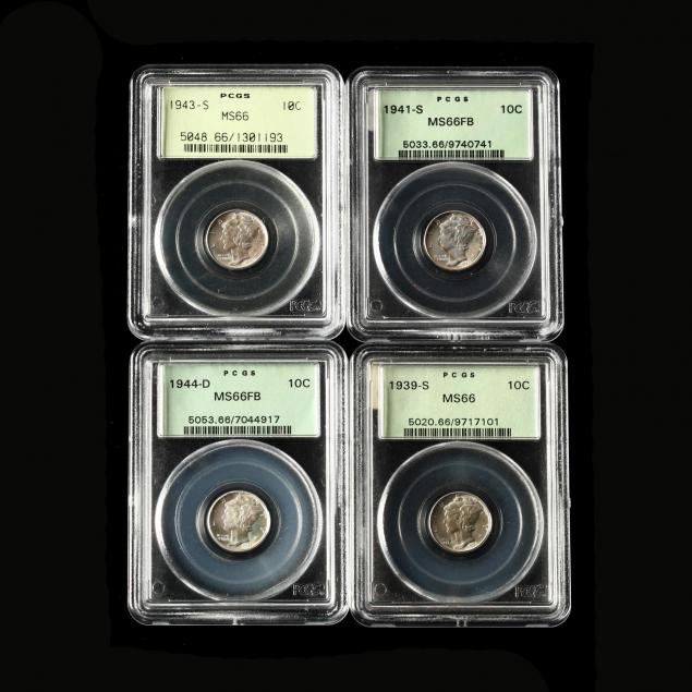 four-pcgs-graded-bu-mercury-dimes