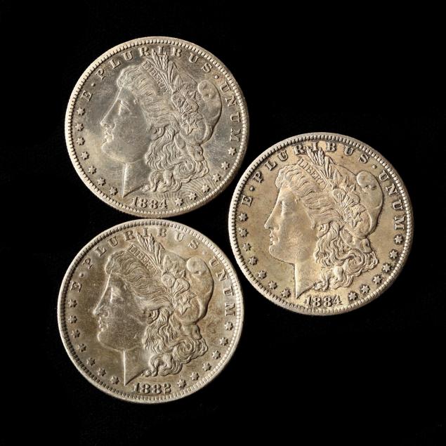 three-lightly-circulated-carson-city-silver-dollars