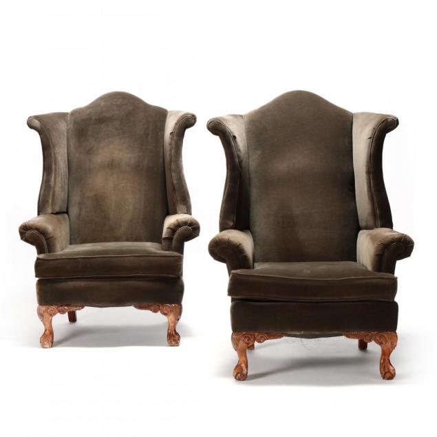 schnadig-pair-of-chippendale-style-wing-back-chairs