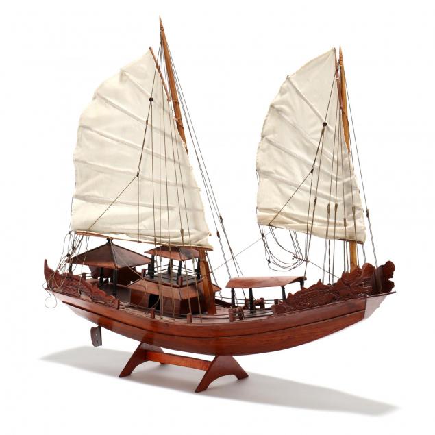 carved-wood-model-of-a-chinese-junk