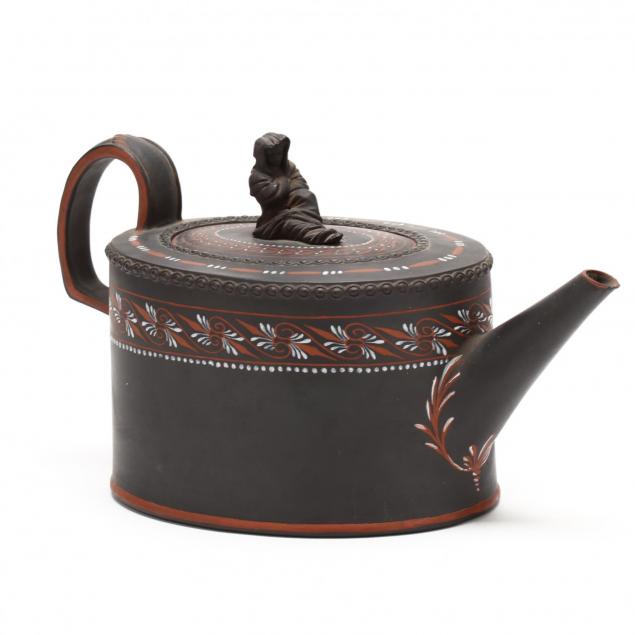 a-rare-encaustic-decorated-basalt-wedgwood-teapot-and-cover