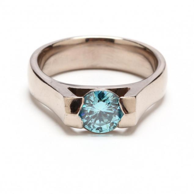 18kt-white-gold-and-fancy-blue-diamond-ring