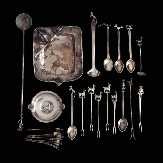 a-collection-of-peruvian-sterling-silver-novelties