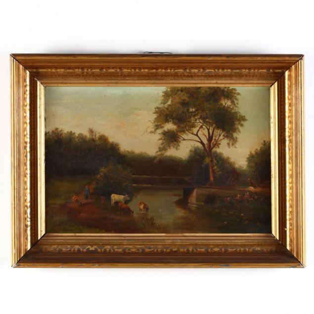 antique-american-school-painting-of-cattle-in-a-landscape