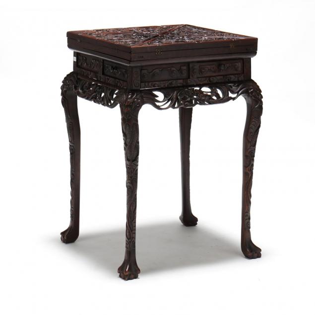 a-chinese-carved-hard-wood-envelope-card-table
