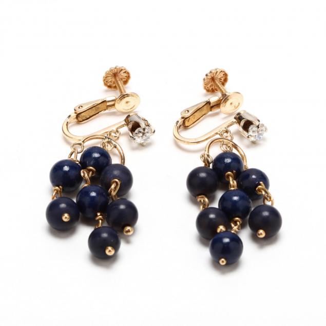 vintage-14kt-gold-diamond-and-lapis-earrings