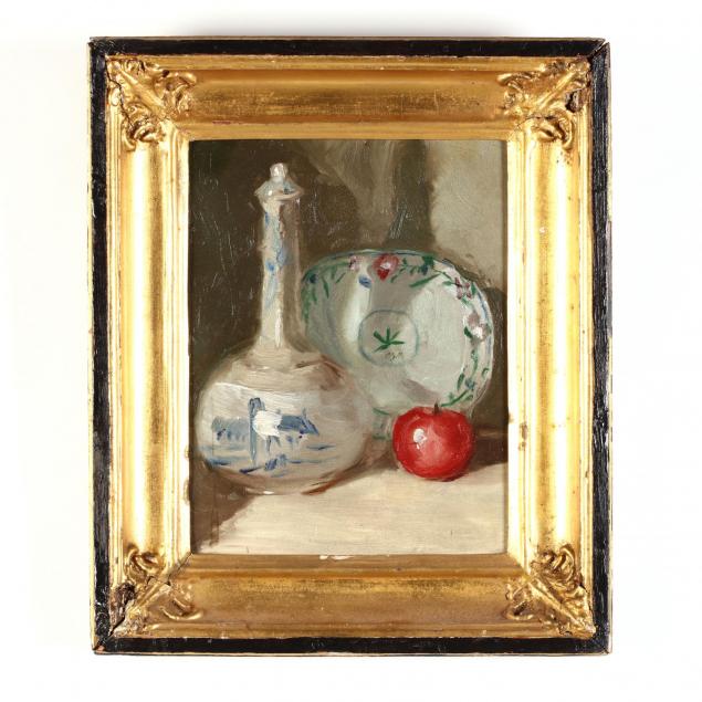 continental-school-still-life-with-apple-and-porcelain