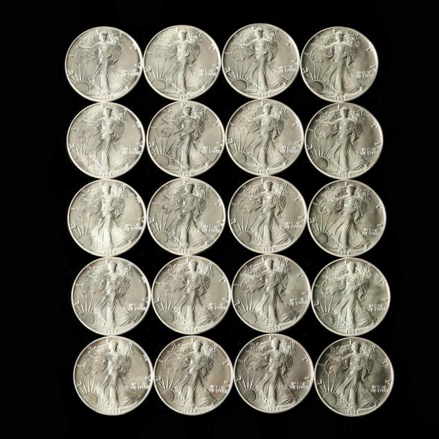 roll-of-twenty-bu-1988-1-american-silver-eagles