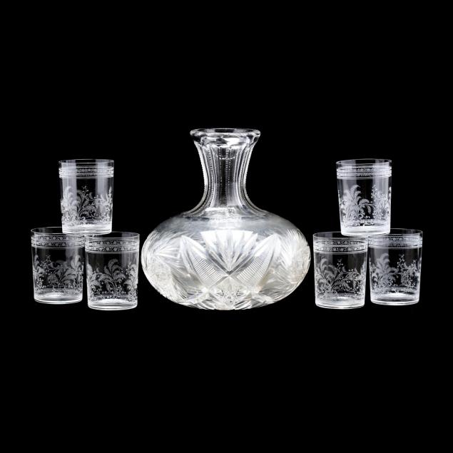 antique-cut-glass-carafe-and-glasses