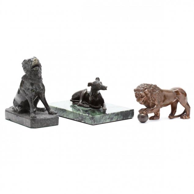 three-antique-animal-desk-sculptures