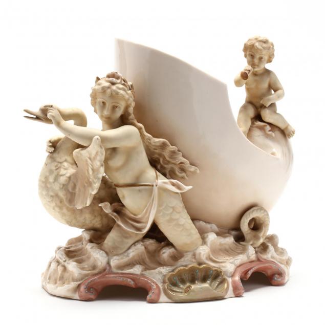 unusual-rococo-revival-sea-nymph-and-swan-centerpiece