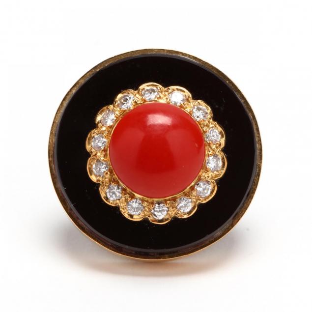 single-18kt-gold-red-coral-onyx-and-diamond-ear-clip