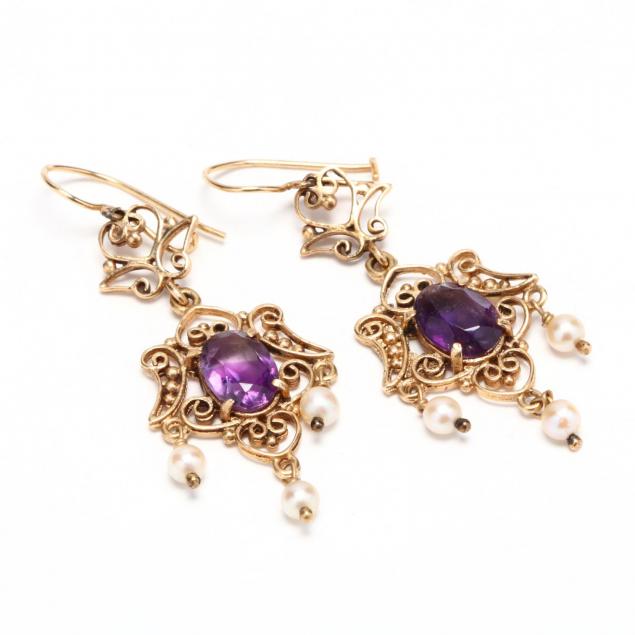 14kt-gold-amethyst-and-pearl-earrings
