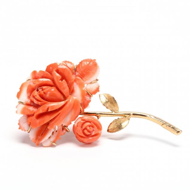 14kt-gold-coral-and-diamond-brooch