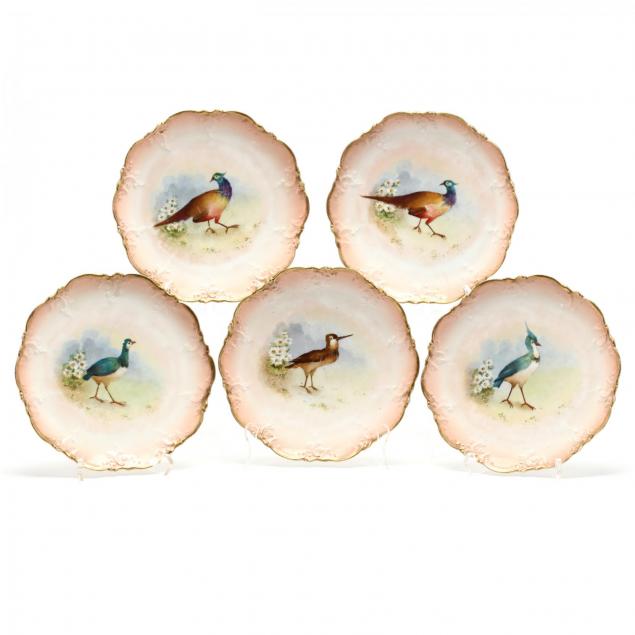 five-limoges-plates-decorated-with-birds