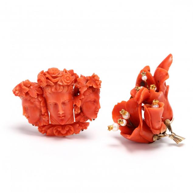 two-vintage-carved-coral-brooches