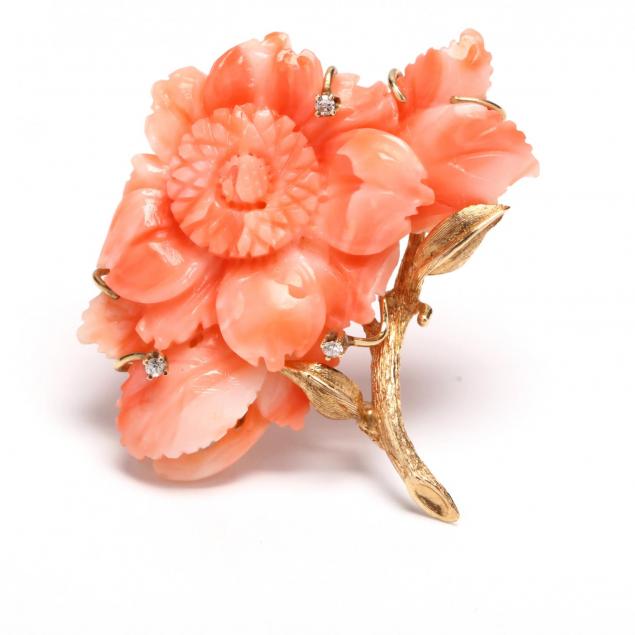 14kt-gold-and-coral-brooch