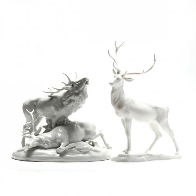 two-blanc-de-chine-porcelain-wildlife-sculptures