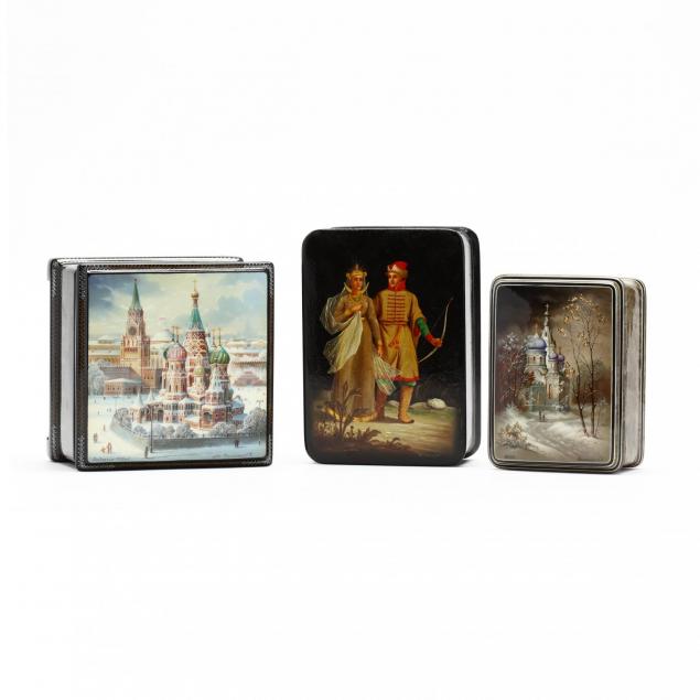 three-fedoskino-russian-lacquered-boxes