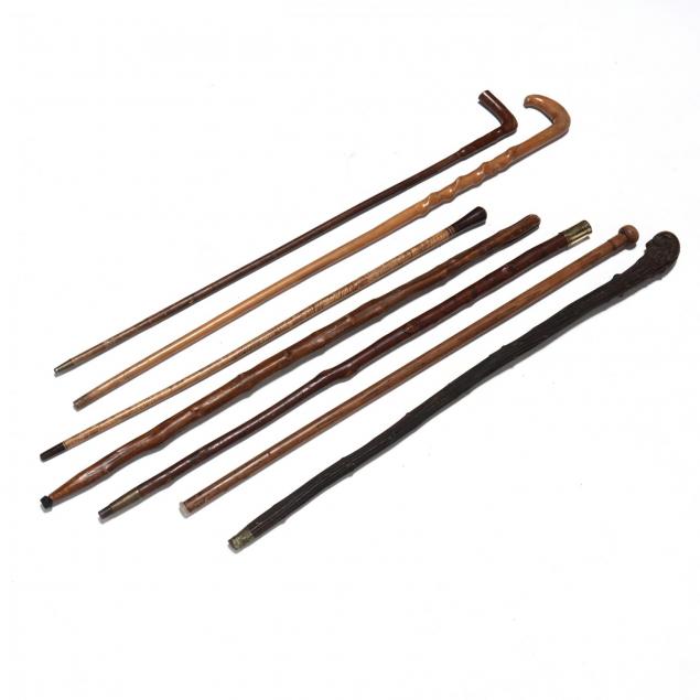 seven-vintage-wooden-walking-sticks