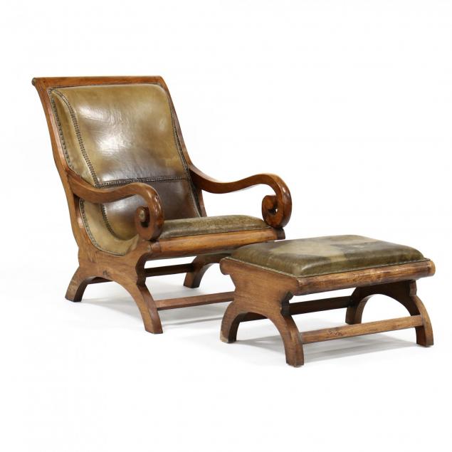 Leather plantation online chair and ottoman