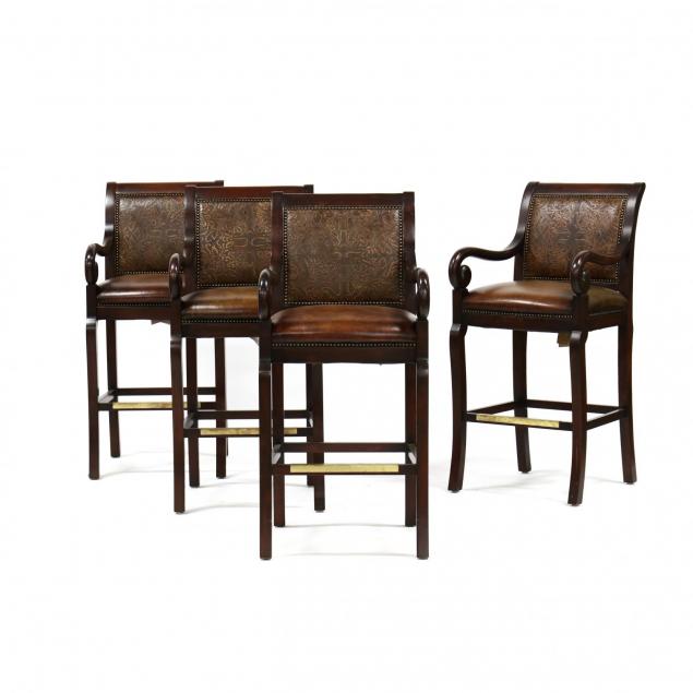 hancock-moore-set-of-four-tooled-leather-barstools