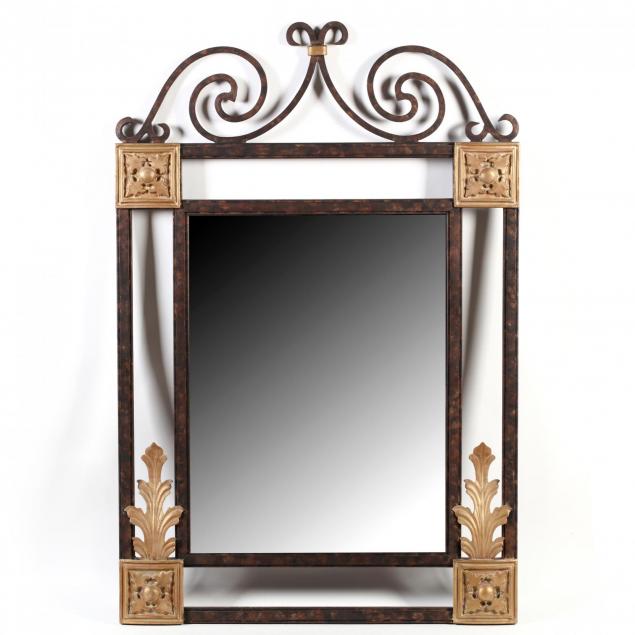 spanish-style-painted-and-gilt-metal-framed-mirror