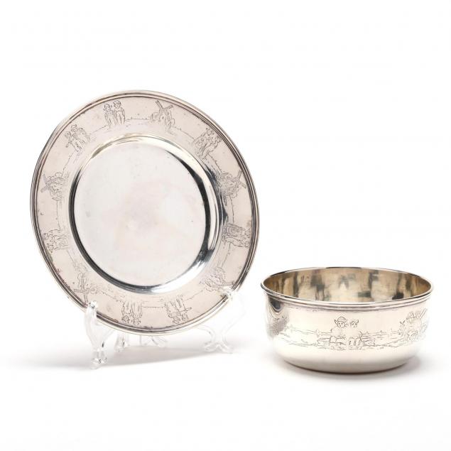 a-gorham-sterling-silver-child-s-bowl-and-plate