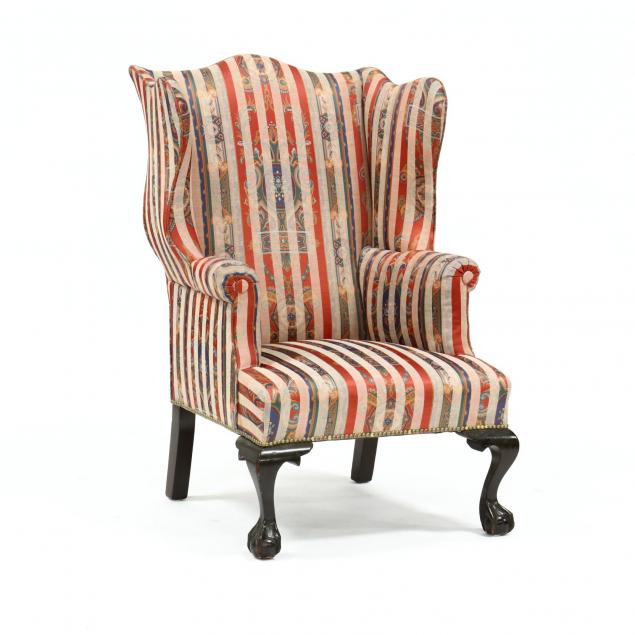 chippendale-style-upholstered-wing-back-chair