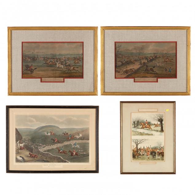 group-of-4-equestrian-prints-steeplechase-and-fox-hunting-themes