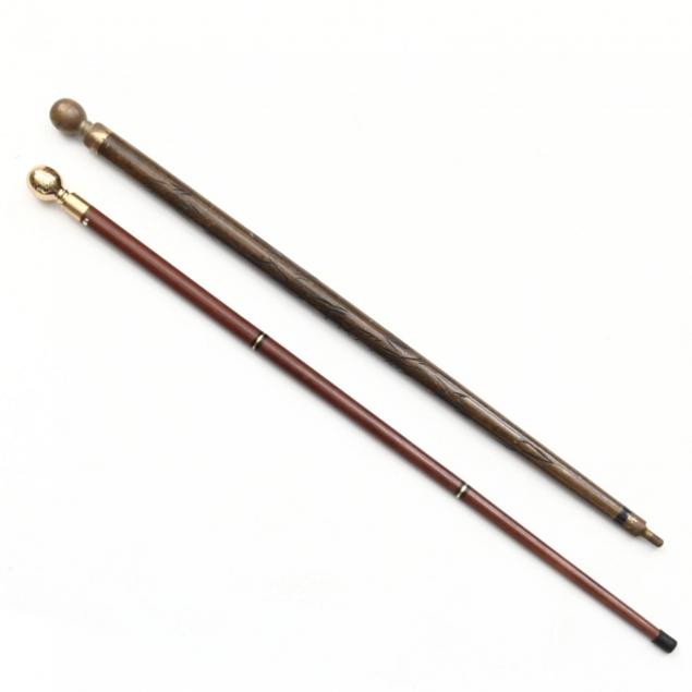 two-contemporary-wood-and-brass-dual-use-canes