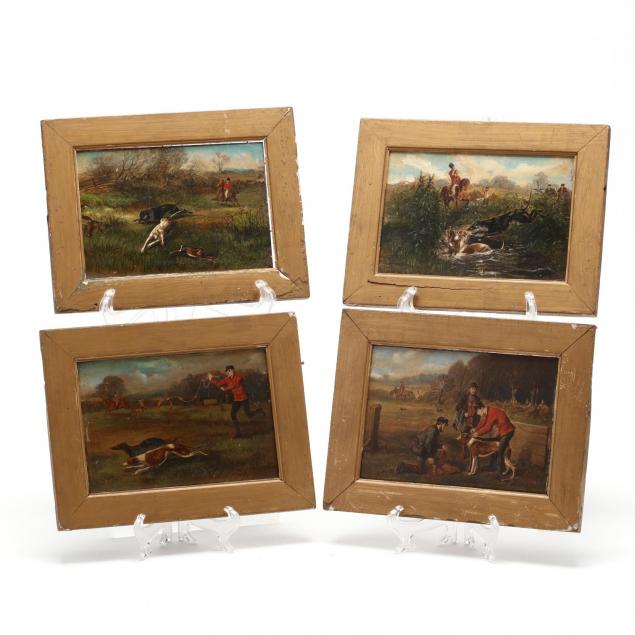 english-school-19th-century-group-of-four-rabbiting-excursion-prints