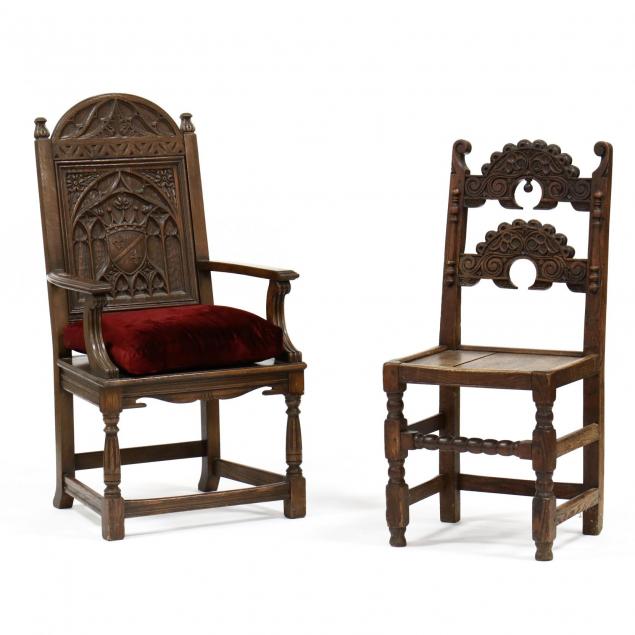 two-antique-continental-carved-oak-chairs