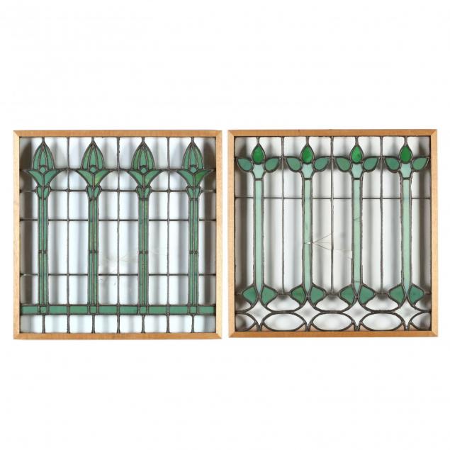 two-english-art-nouveau-stained-glass-windows