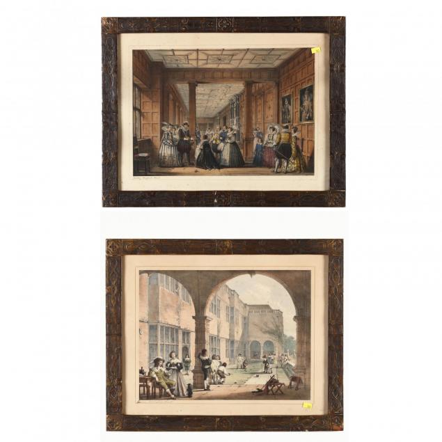 two-hand-colored-lithographs-from-joseph-nash-s-i-mansions-of-england-in-the-olden-time-i