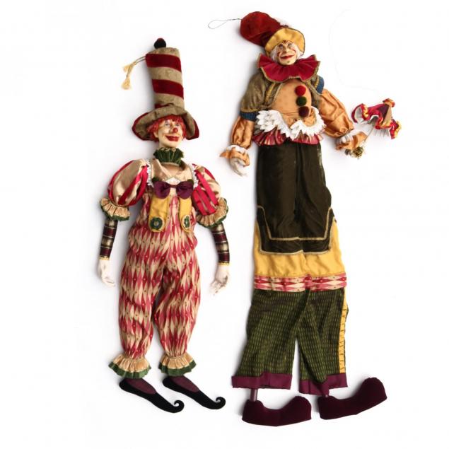 two-large-wayne-m-kleski-jester-dolls